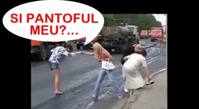 Când se asfaltează fără minte, pietonii rămân fără... încălţări! - Photo