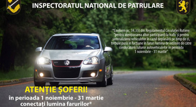 Atenție șoferi! Începând cu 1 noiembrie includeți obligatoriu faza scurtă a farurilor - Photo