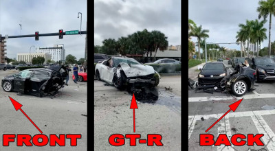 Nissan GT-R a rupt în două o Tesla Model X, după ce a lovit-o în plină viteză (VIDEO) - Photo