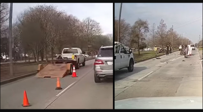 Scenariu de GTA, salt cu mașina folosind rampa unei platforme auto (VIDEO) - Photo