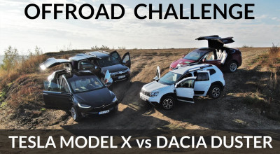 (VIDEO) Tesla Model X vs Dacia Duster: Află cine e mai tare în off-road! - Photo