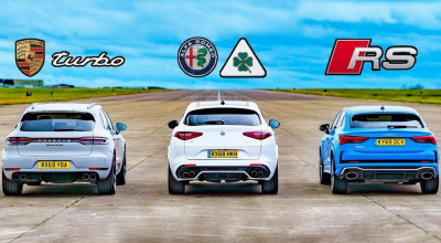 (VIDEO) Audi RS Q3, Porsche Macan și Alfa Romeo Stelvio s-au aliniat pentru o cursă de Drag Racing! - Photo
