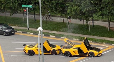 Double hit! Instrucțiune detaliată despre cum să distrugi două supercaruri Lamborghini, de același model și culoare - Photo