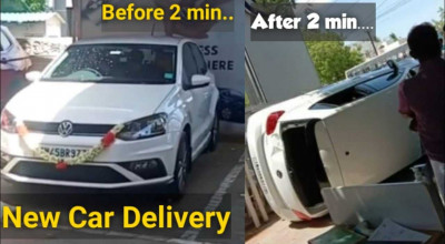 Nici un kilometru n-a mers! Și-a răsturnat mașina nouă chiar la ieșirea din parcarea salonului (VIDEO) - Photo