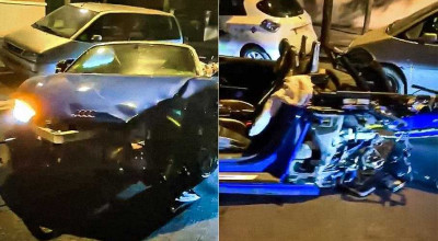 (VIDEO) Audi R8 închiriat, rupt în două, după ce șoferul acestuia a lovit 13 mașini într-o suburbie a Parisului - Photo