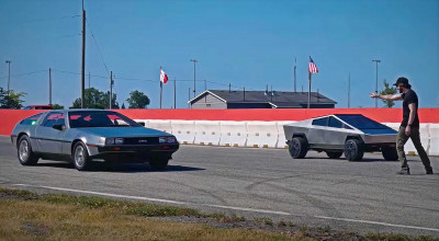 (VIDEO) Drag Racing: DeLorean DMC-12 versus un mini Tesla Cybertruck - Photo