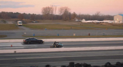 (VIDEO) Drag racing neobișnuit: Tesla Model S vs un snowmobil Taiga! Rezultatul e curios - Photo