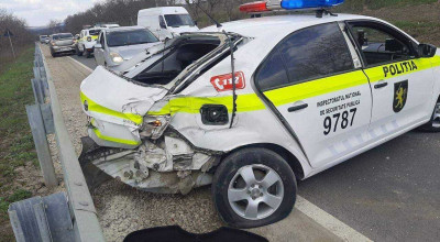 Accident la Strășeni! Un BMW X5 s-a izbit violent într-un vehicul al INSP - Photo