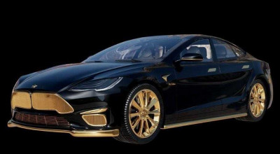 Atelierul Caviar a pregătit o Tesla Model S de lux, cu o mulțime de elemente poleite cu aur! - Photo
