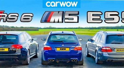  Cele mai rapide break-uri de cândva s-au reîntâlnit pentru o cursă de drag racing! Audi RS6 și BMW M5 versus Mercedes E55 AMG - Photo