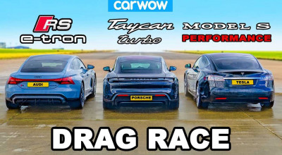 (VIDEO) Confruntarea EV-urilor puternice: Audi RS e-tron GT vs Porsche Taycan Turbo vs Tesla Model S Perfomance - Photo