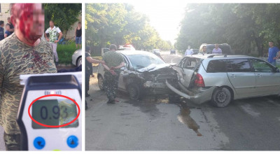Șoferul beat al unei Toyota care se deplasa cu 113 km/h, a evitat să oprească la cererea polițiștilor și s-a izbit violent în altă mașină - Photo