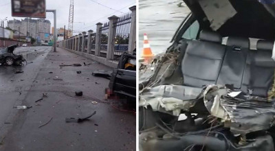 (VIDEO) Viteza ucide! În Odessa un BMW X5 a fost rupt în două după ce s-a izbit cu viteză într-un pilon de electricitate - Photo