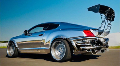 Cel mai extrem tunat Bentley Continental GT vine din Rusia: folie cromată, eșapament unic și eleron imens! - Photo