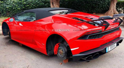Se întâmplă și cu supercaruri! Acest Lamborghini Huracan a rămas fără jante și discuri de frână după vizita hoților - Photo