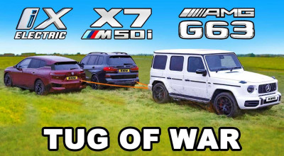 (VIDEO) BMW iX și BMW X7 versus Mercedes-AMG G 63 în exercițiul de tras sfoara! - Photo