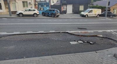 Ploaia de ieri a spălat asfaltul așternut acum un an de pe str. Ion Creangă! - Photo