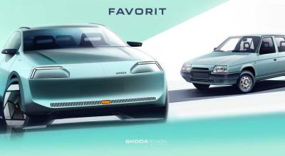 Skoda readuce Favorit într-o versiune electrică futuristă. Conceptul ce reinterpretează un clasic din anii '90 - Photo