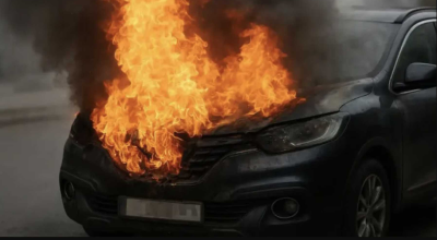 Mașină cuprinsă de flăcări pe strada Alba Iulia. Un bărbat a ajuns la spital după ce a încercat să stingă incendiul singur - Photo