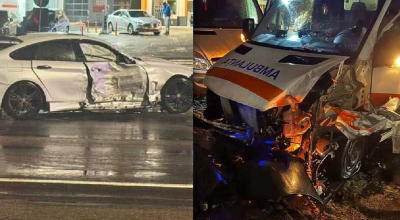 Grav accident pe viaduct. Un tânăr de doar 19 ani a lovit o ambulanță - Photo